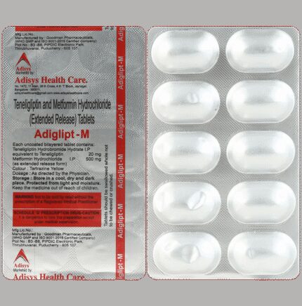 Adiglipt M 500mg/20mg Tablet