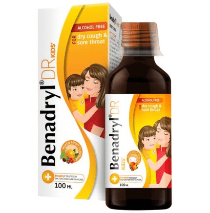 Benadryl DR Kids Syrup Mixed fruit flavour Alcohol Free